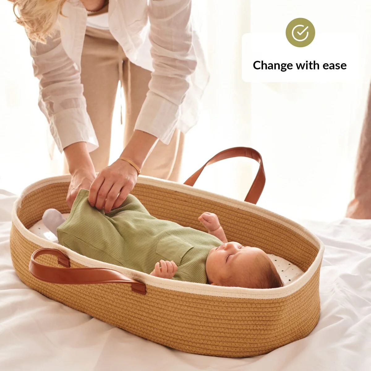 Moses Basket for Babies with Muslin Blanket Changing Basket for Baby Dresser Portable Basket for Your Baby's Needs
