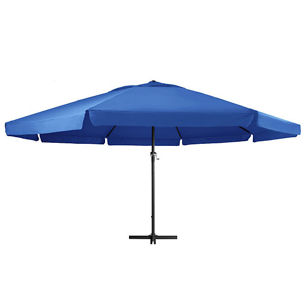 Parasol d'exterieur avec mât en aluminium aluminium bleu Helloshop26