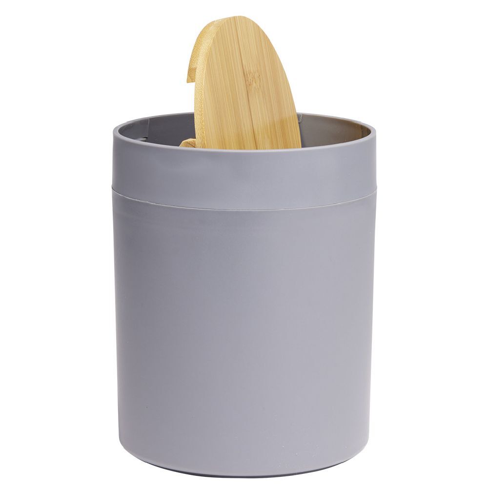 Poubelle à coton ronde métal gris Ø13,7xH17,3cm 2,5L