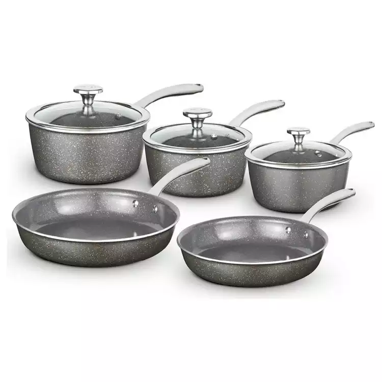 Tower Cerastone Pro 5 Piece Aluminium Pan Set - Grey