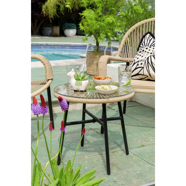 Habitat Java 2 Seater Metal Garden Bistro Set - Natural