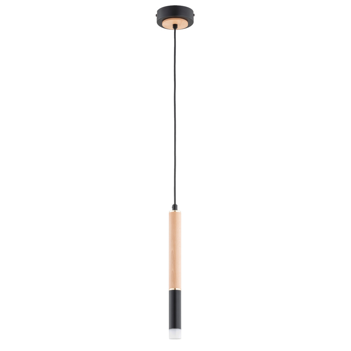 Lampa wisząca jasne drewno-czarna-złota RODEO 1xG9x10W Alfa
