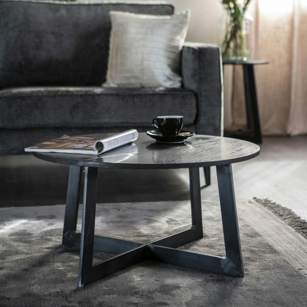 MAJOR - Table basse en marbre et métal D60cm noir