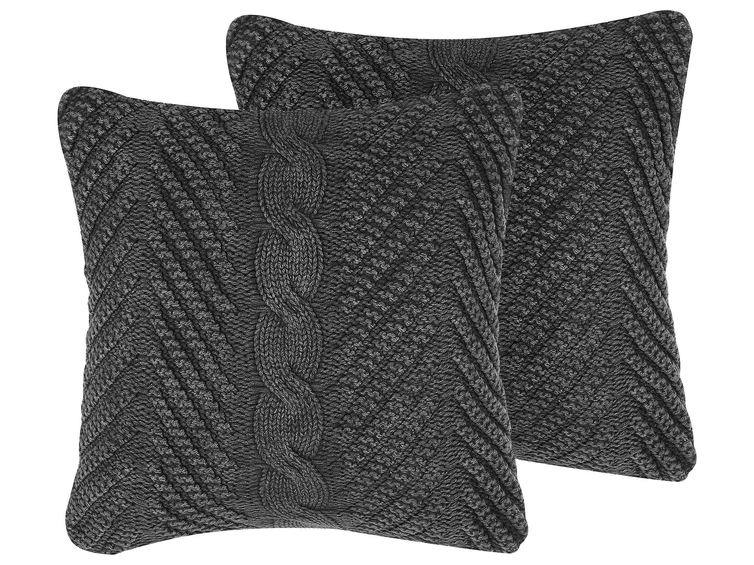 KONNI - Lot de 2 coussin décoratifs en tissu gris 45x10cm