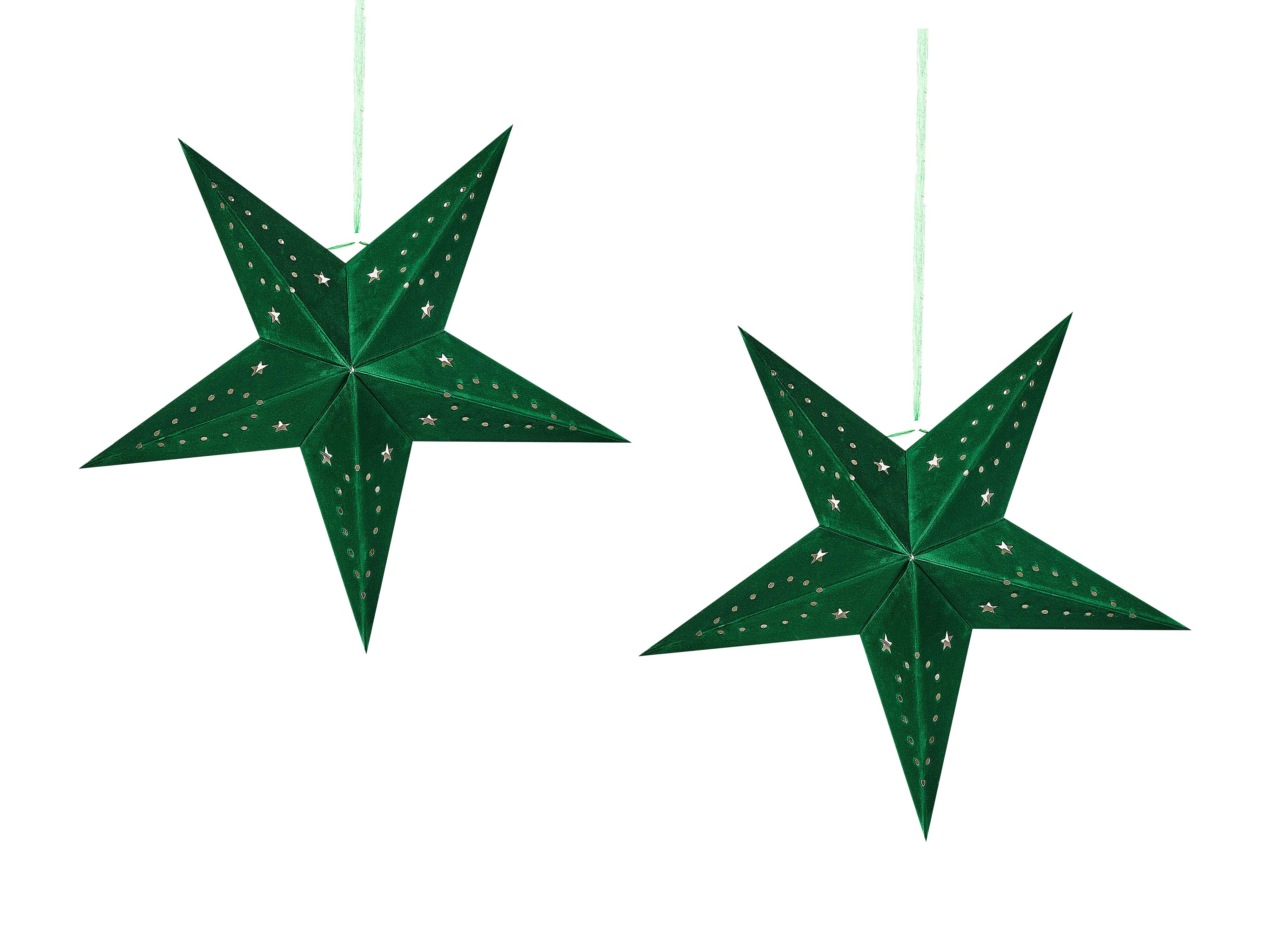 Set of 2 Hanging Decorations LED MOTTI Star 45 cm Emerald Green