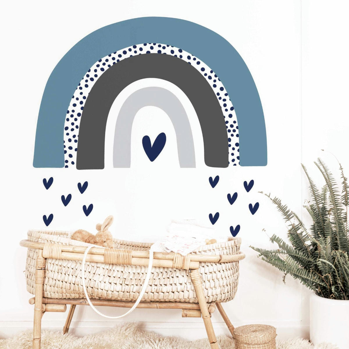 RAINBOWS1 - Stickers mureaux en vinyle arc en ciel bleu et gris