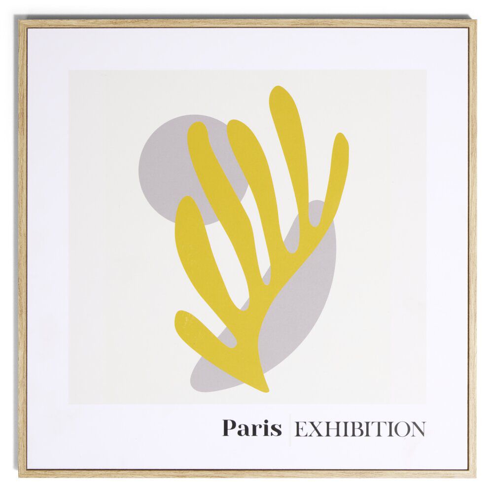Cadre déco en bois inspiration Matisse jaune 30x30cm
