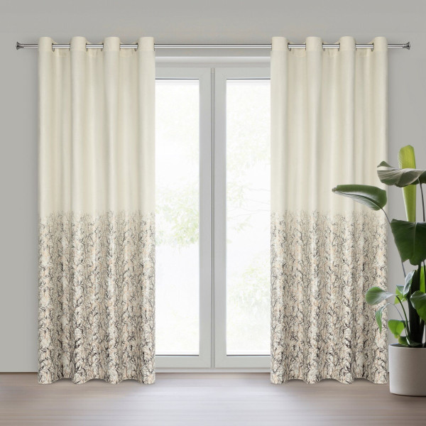 Zasłona TORI 140X250 cm kremowa welwet przelotki - luksusowy akcent