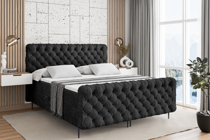 Łóżko kontynentalne - pojemnik, materac, nóżki BOXI8-FC-Z 120x200 cm