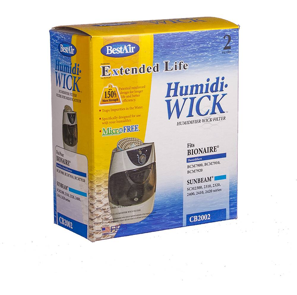 BestAir CB2002 Humidifier Replacement Wick Filter For Bionaire/Sunbeam Humidifiers, 5.25 x 8 x 1-in, 2-pk