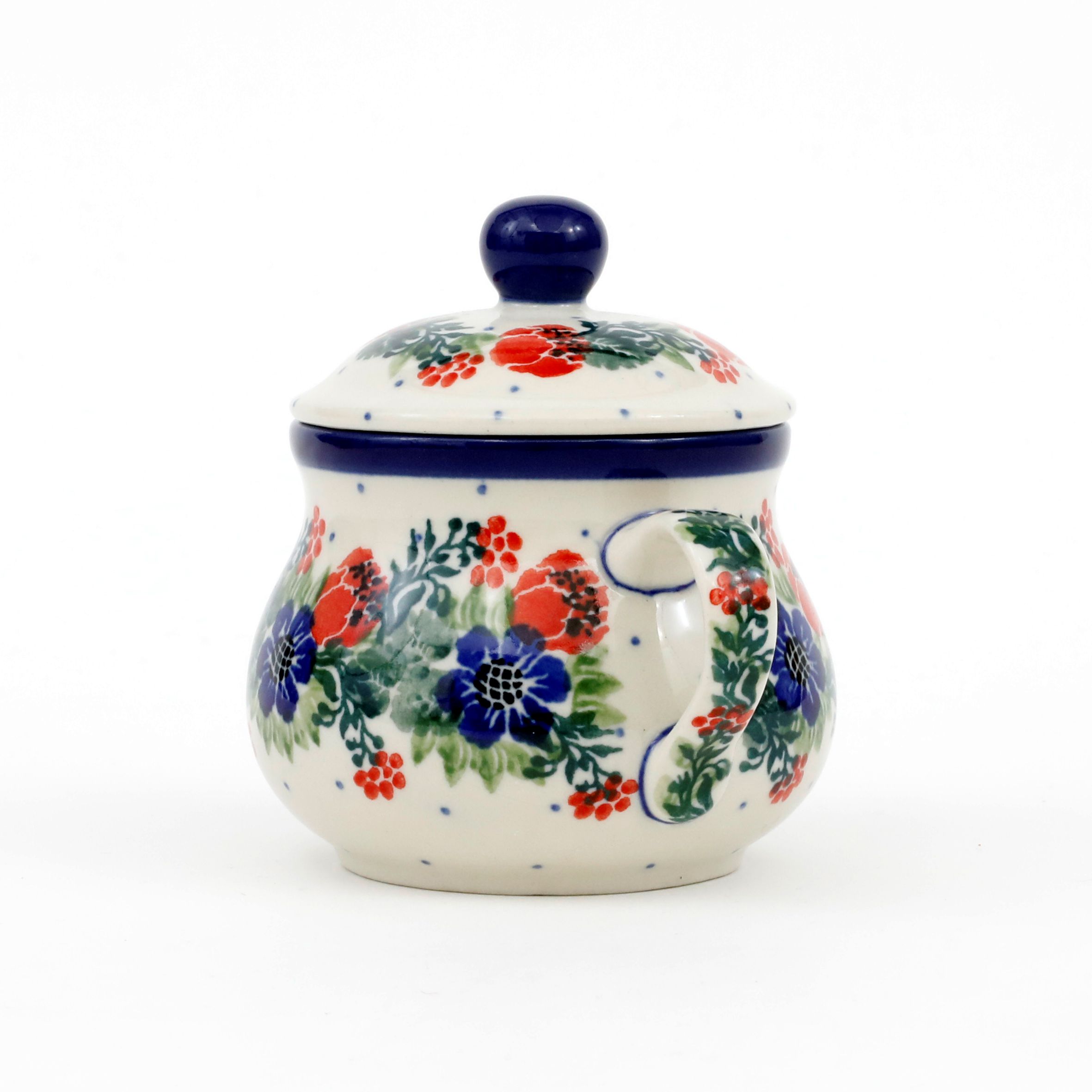 Cukiernica ceramiczna z uchwytami 035 h-9,5cm  1535X Czerwony wianuszek