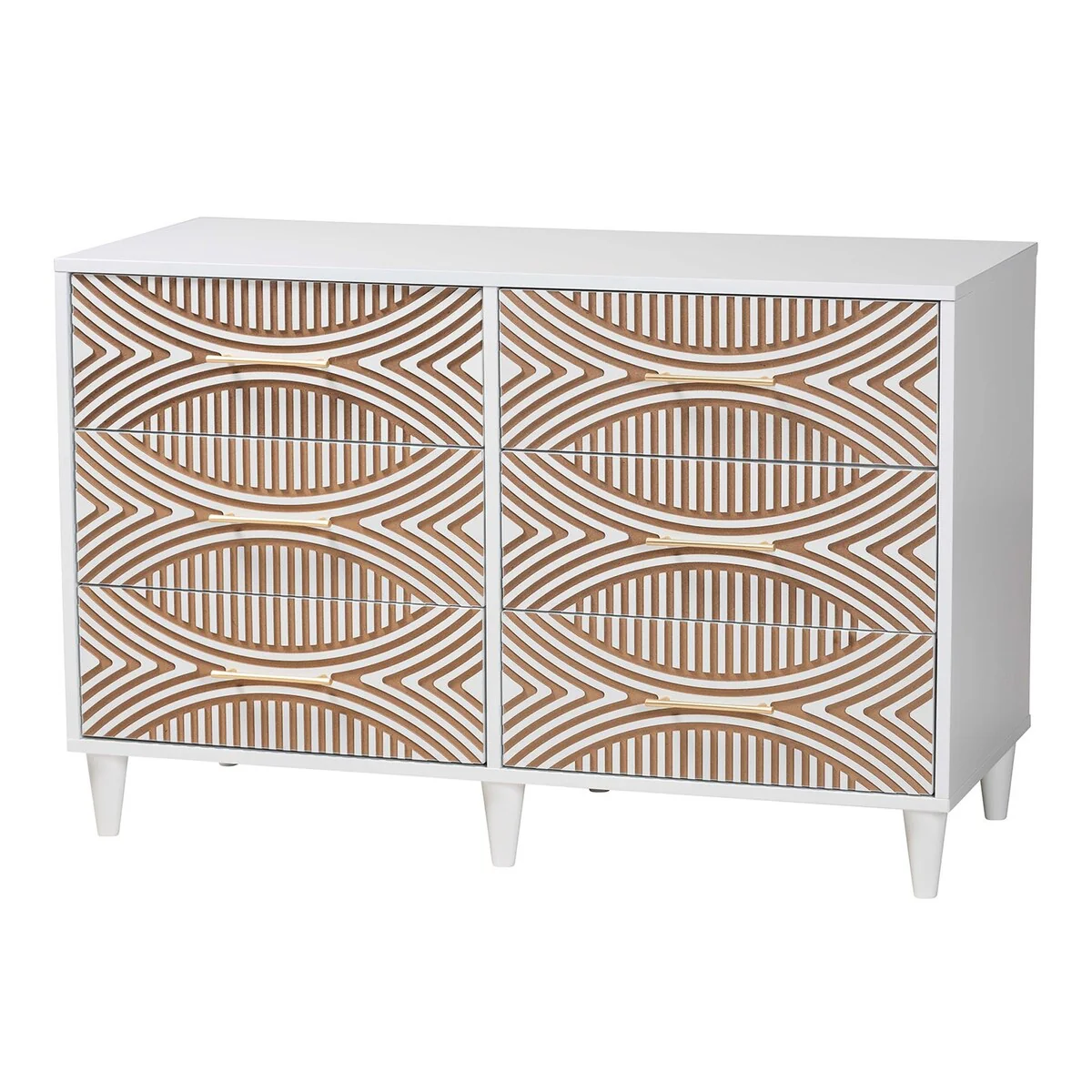 Louetta Coastal White Carved Contrasting 6-Drawer Dresser