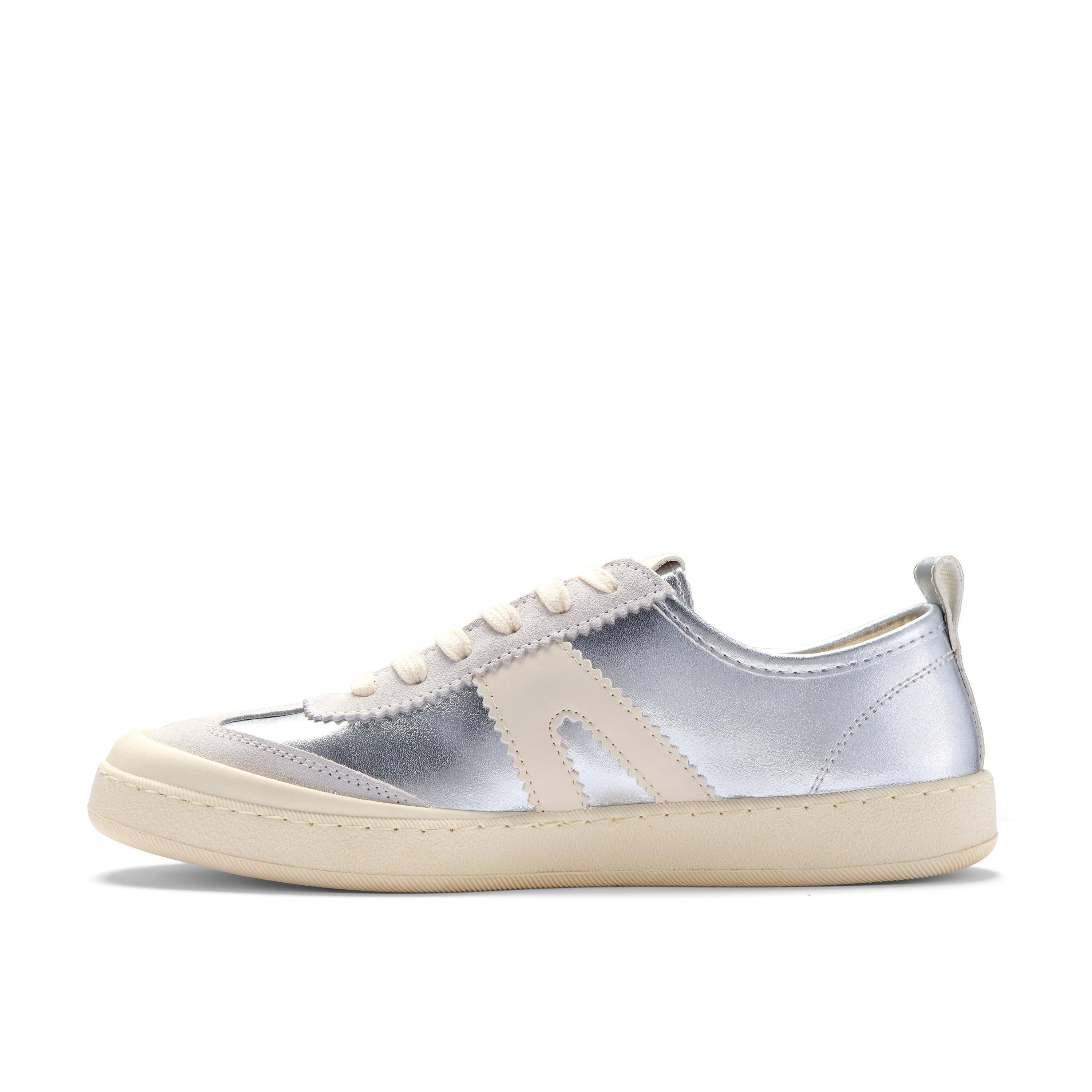 Clarks Coralea Lace Silver Metallic Trainers