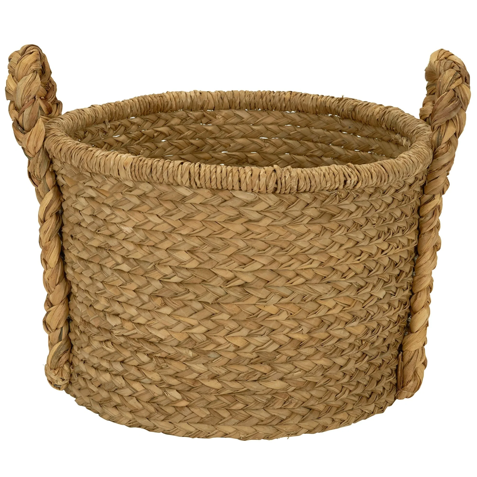 Household Essentials Handwoven Water Hyacinth Storage Basket with Braided Handles - 20.0L x 20.0W x 18.5H