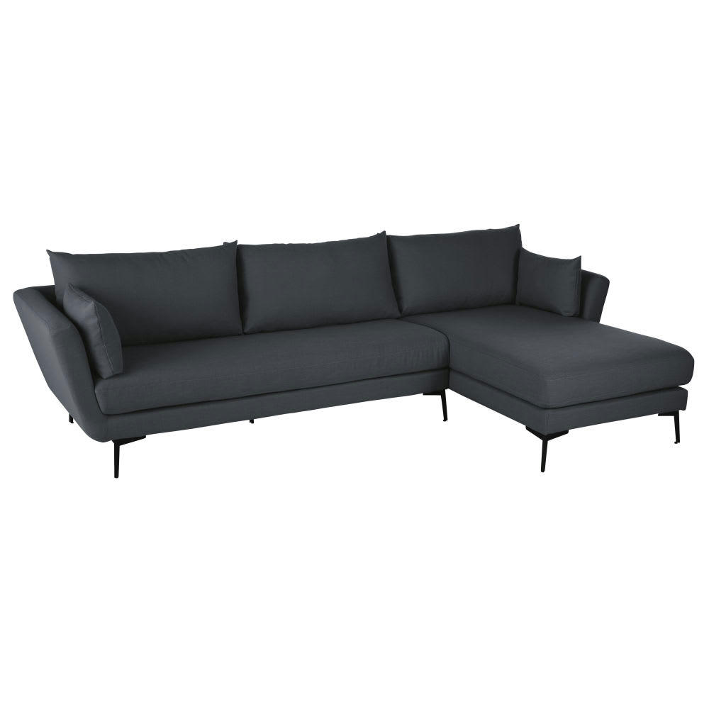Prague - Canapé d'angle droit 4/5 places gris anthracite