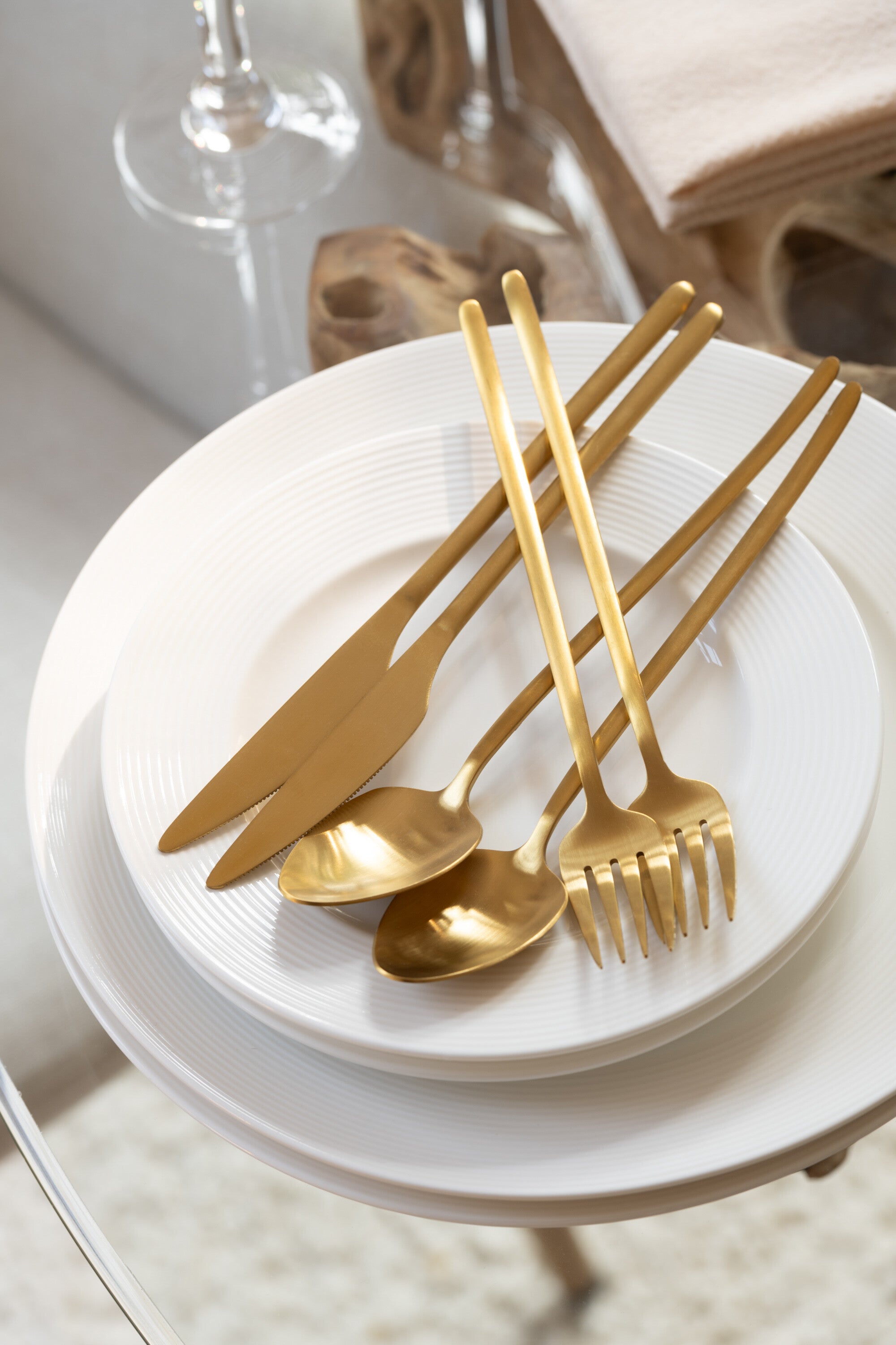 J-Line bestek - roestvrij staal - goud - box van 24 stuks