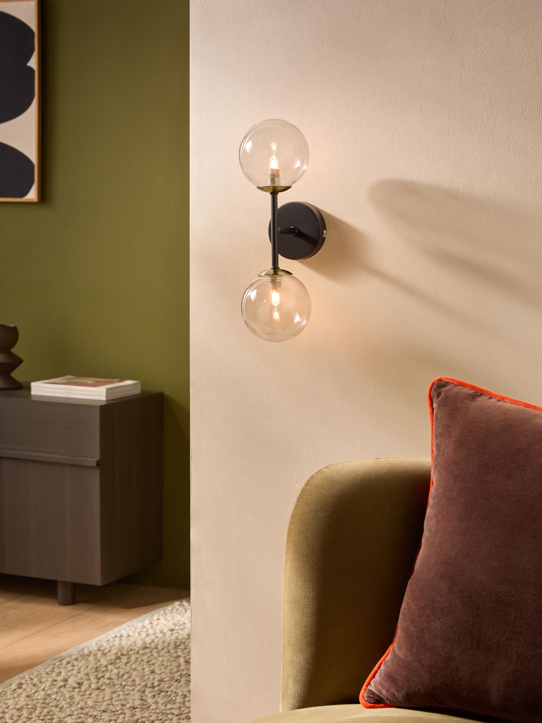 Globe Wall Light in Black Antique Brass