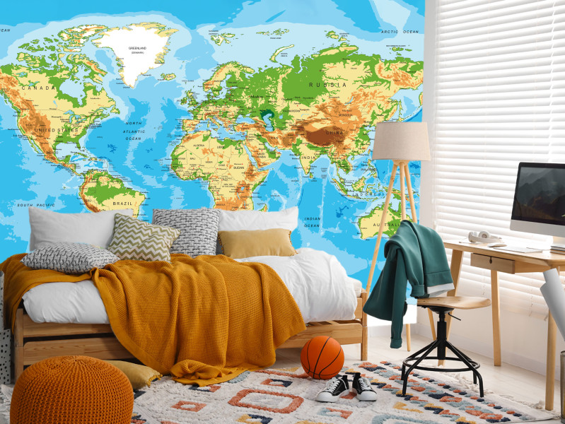 Fototapeta Fizyczna mapa świata 100x70cm