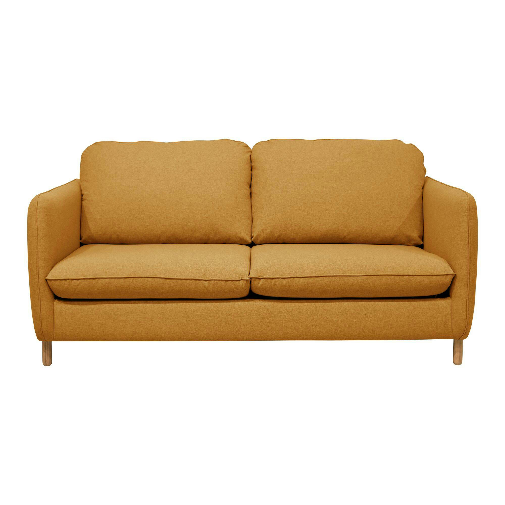 PORTIMO - Canapé convertible en tissu moutarde