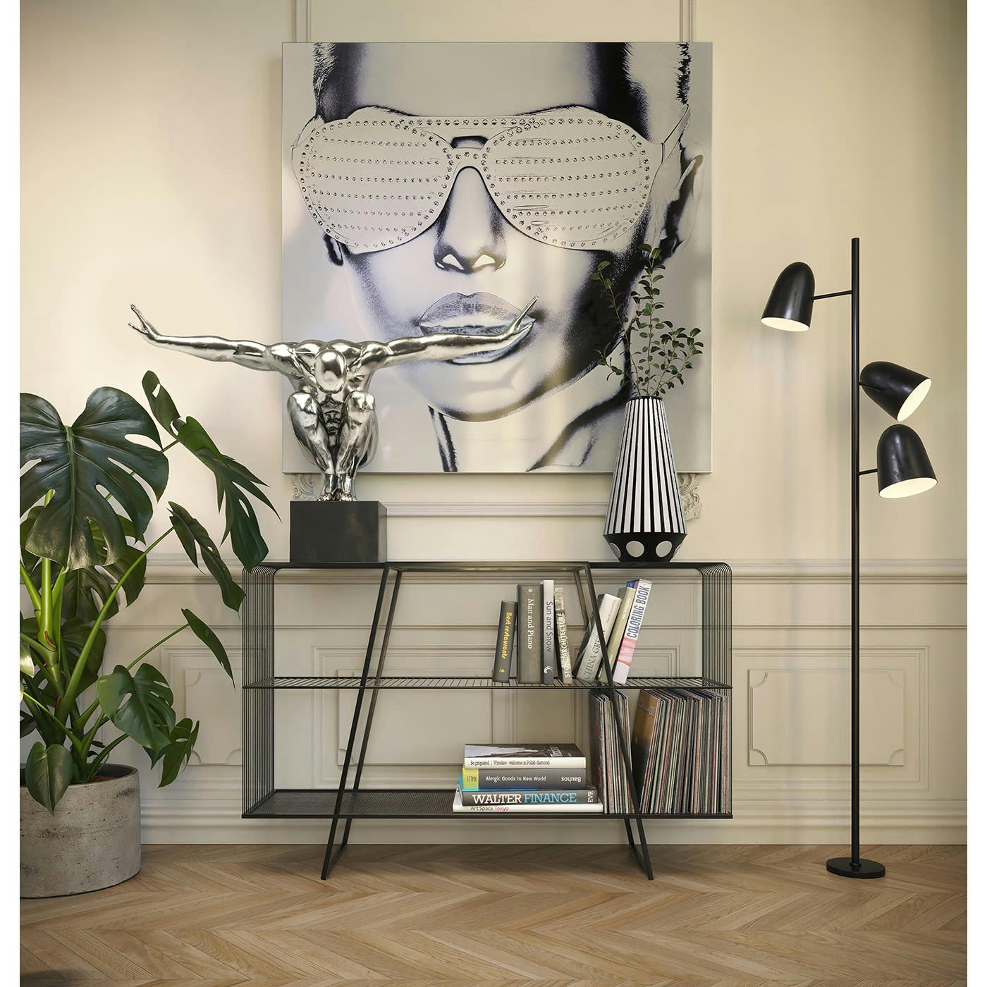 ATHLET - Statuette homme en polyrésine argentée 100x64