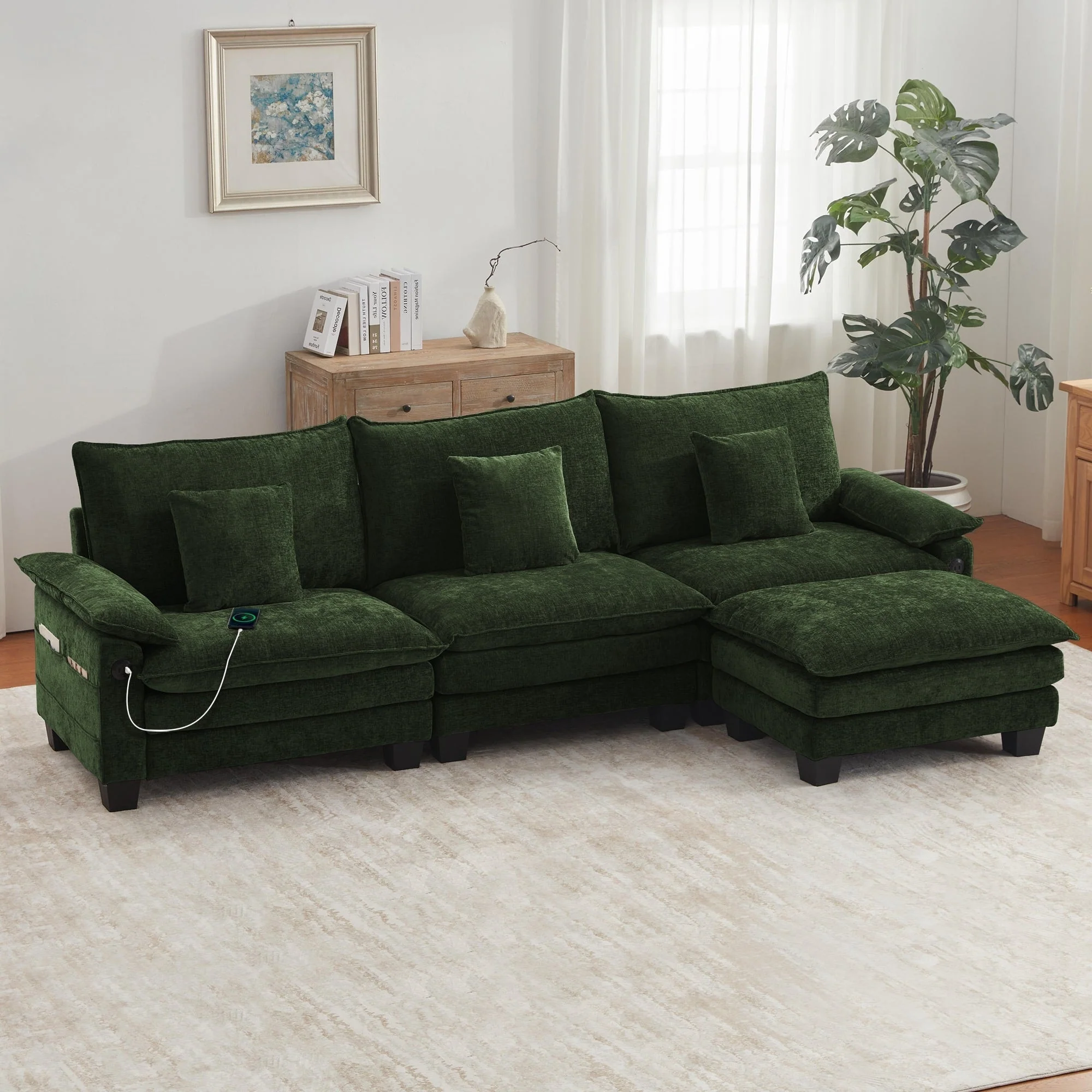 Modular Sectional Sofa Set Convertible Sectional Sleeper Sofa with Chaise for Apartment