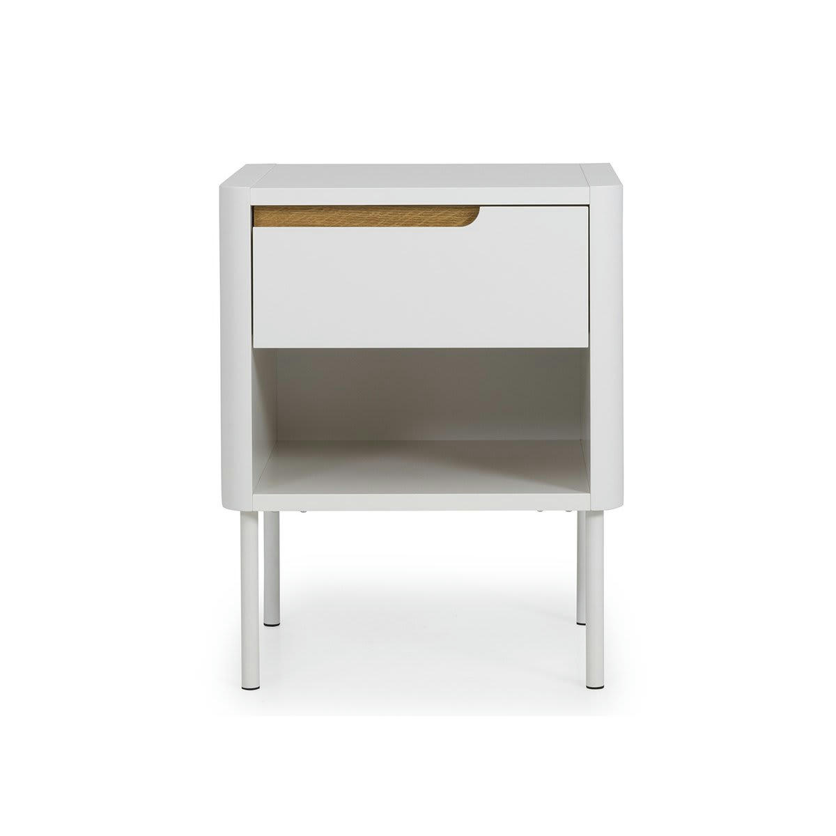 PATIPATI - Table de chevet contemporaine avec tiroir blanc