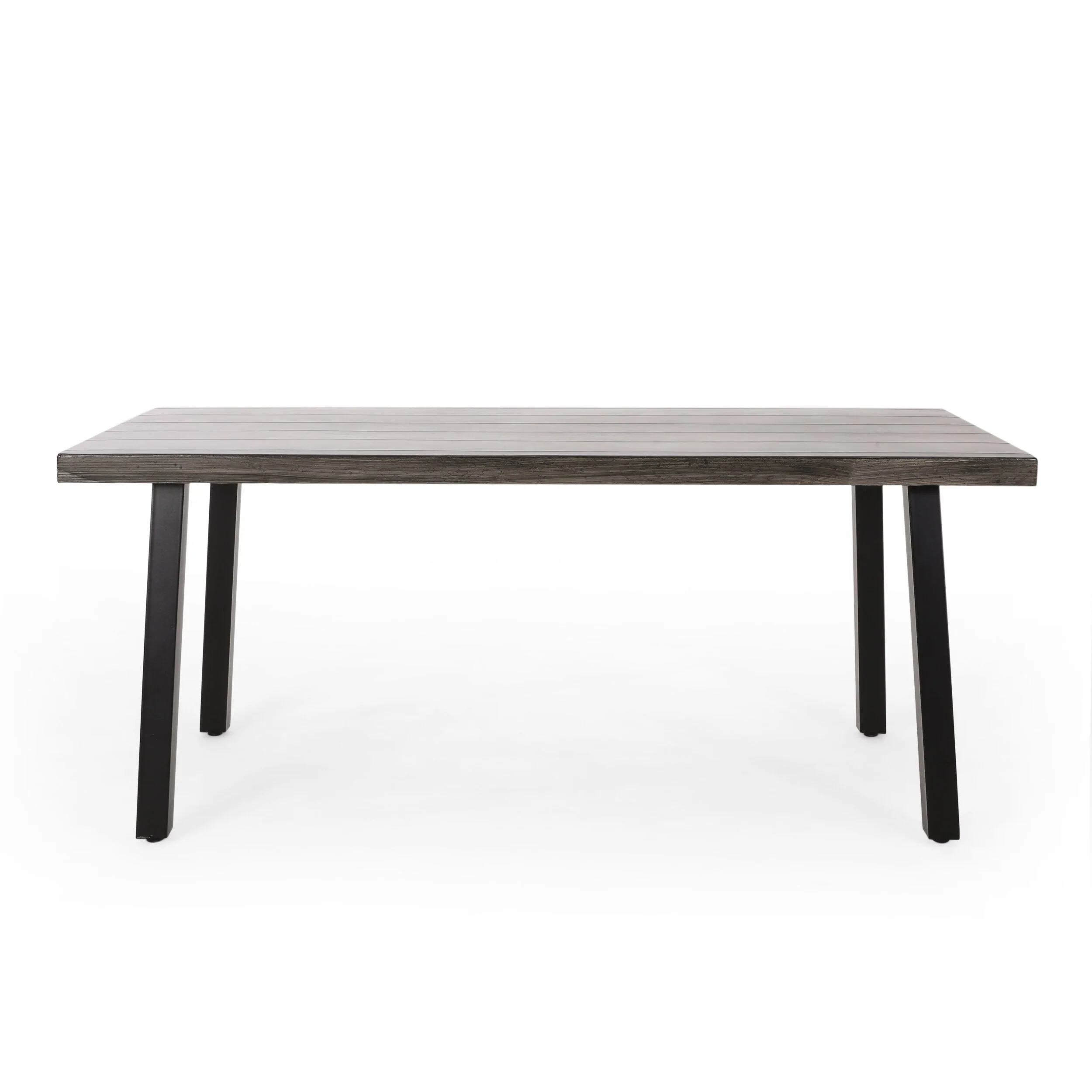 Ricksy Outdoor Dining Table, Dark Gray Metal Top, Black Steel Legs, 69 Inch