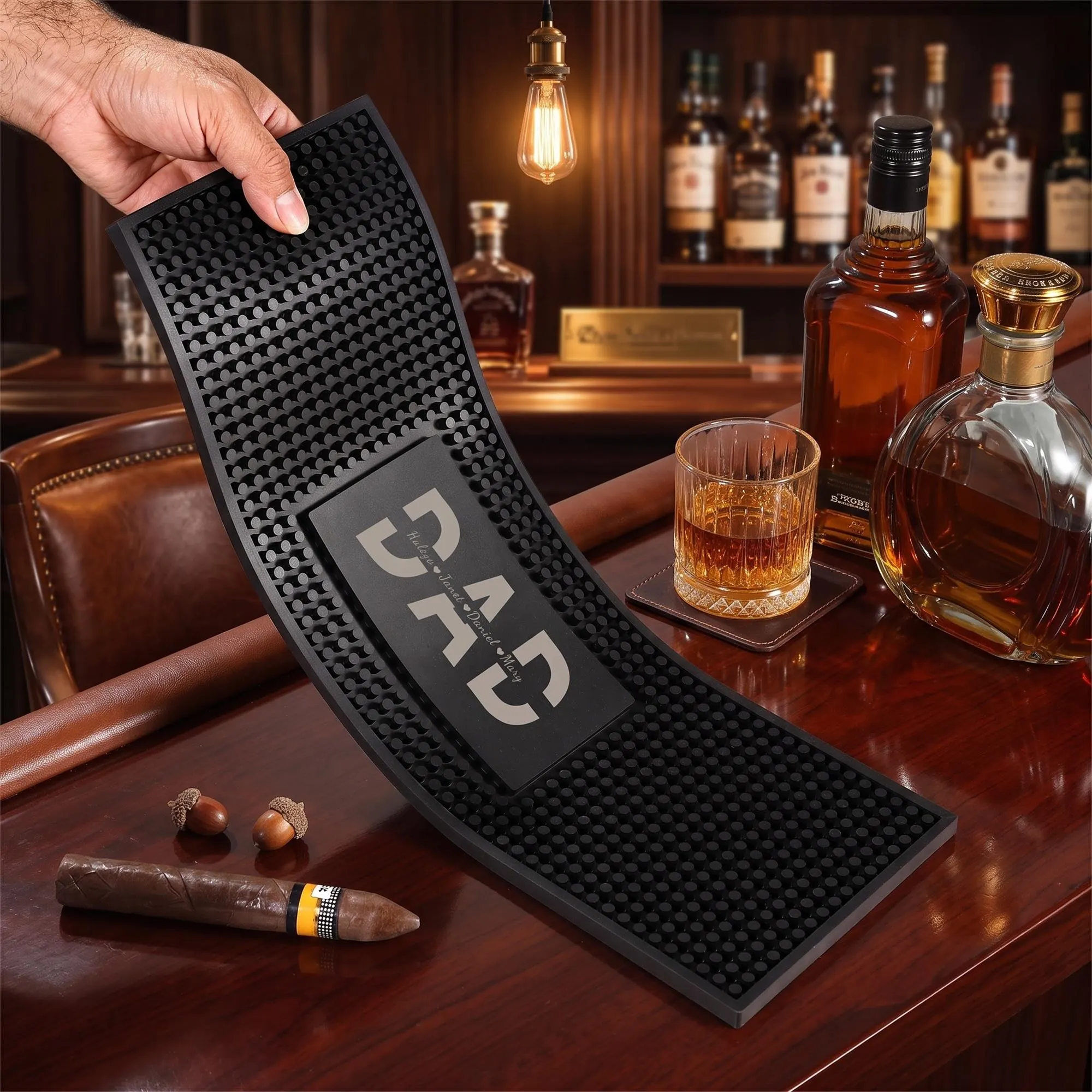 Personalized Bar Mat with Name, Custom Logo Bar Rubber, Silicone Barware Gift, Pub Accessories, Rubber Bar Mat, Home Bar Gift
