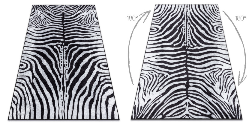 Dywan do prania MIRO 51331.803 Zebra antypoślizgowy - czarny / 140x190 cm