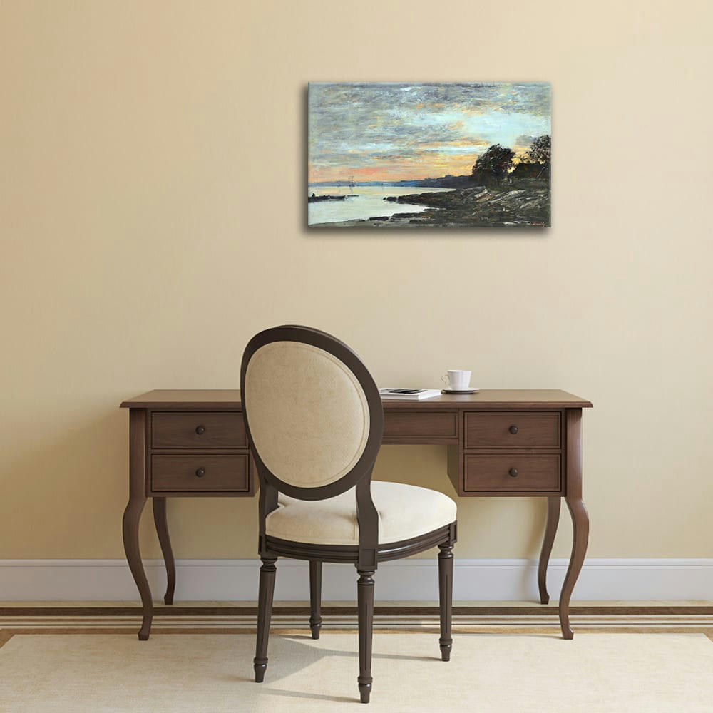 - Tableau rade de Brest, baie de Camfrout Eugène Boudin 50x80cm