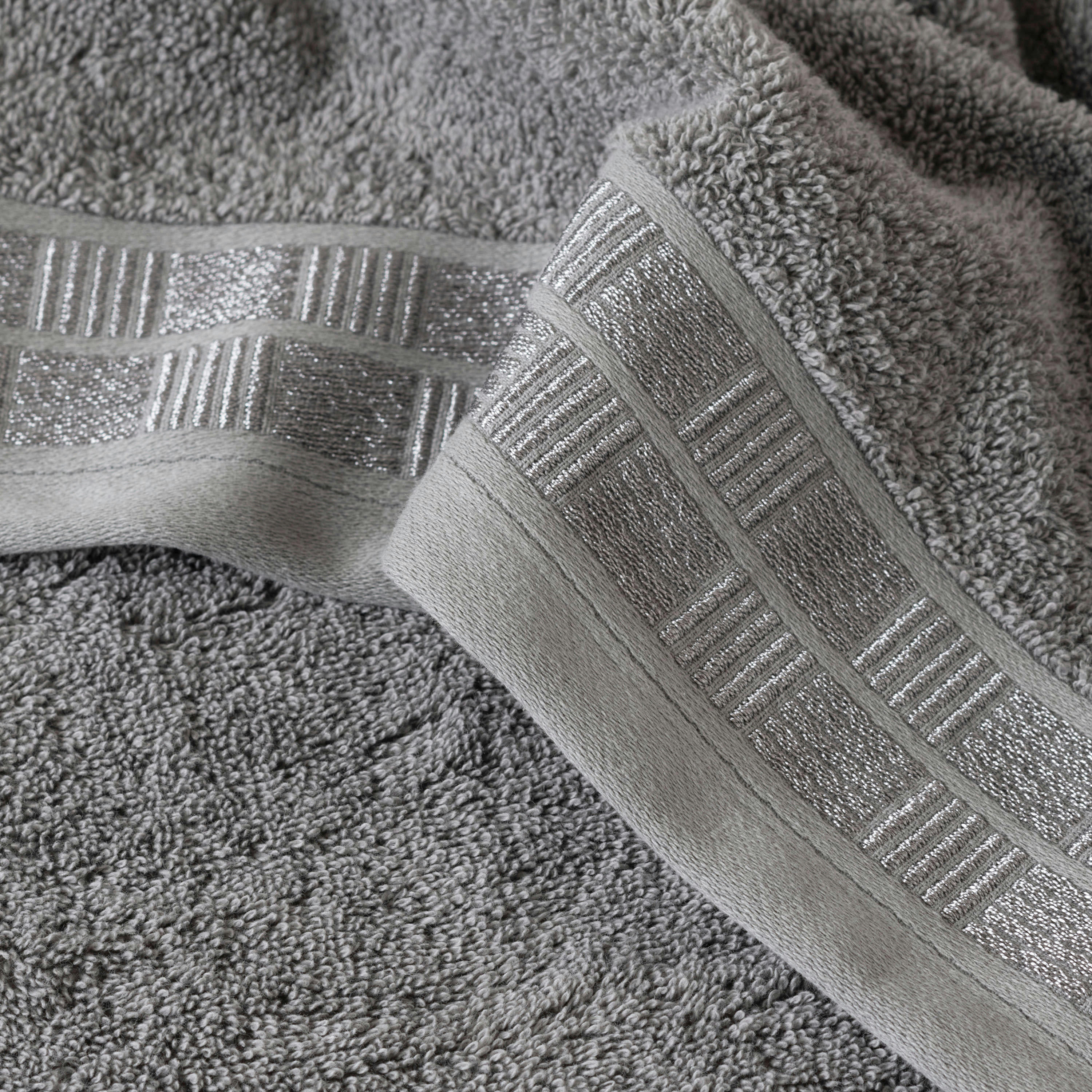 TITANE - Serviette de toilette Gris Etain bouclette jacquard gris 50 x 90 cm