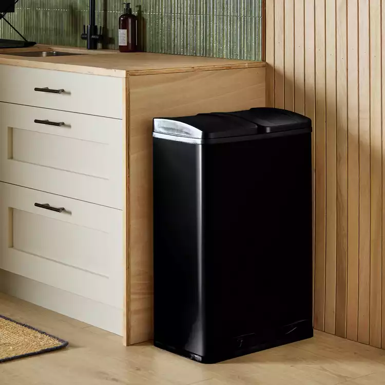 Habitat 60 Litre Twin Compartment Pedal Bin - Black