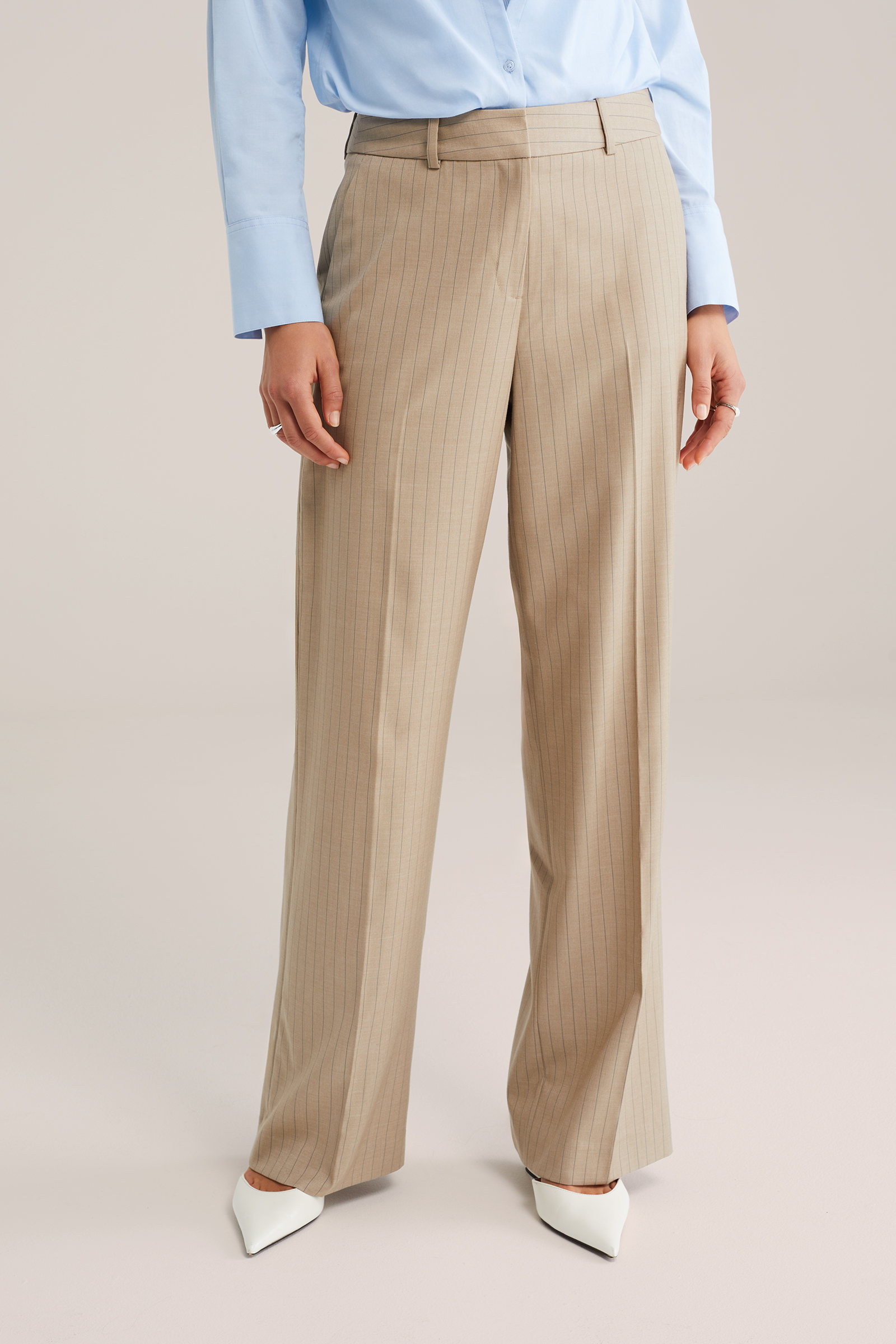 Dames wide leg pantalon met krijtstreep