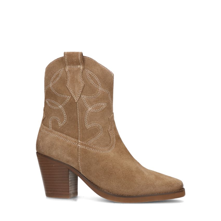 Manfield Beige suède cowboy laarzen