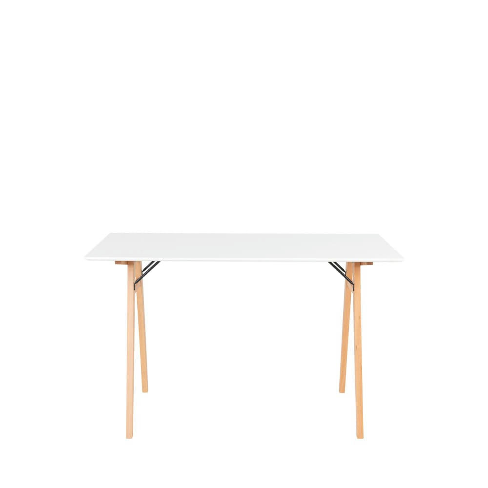 VOJENS - Bureau pieds bois clair L120cm blanc