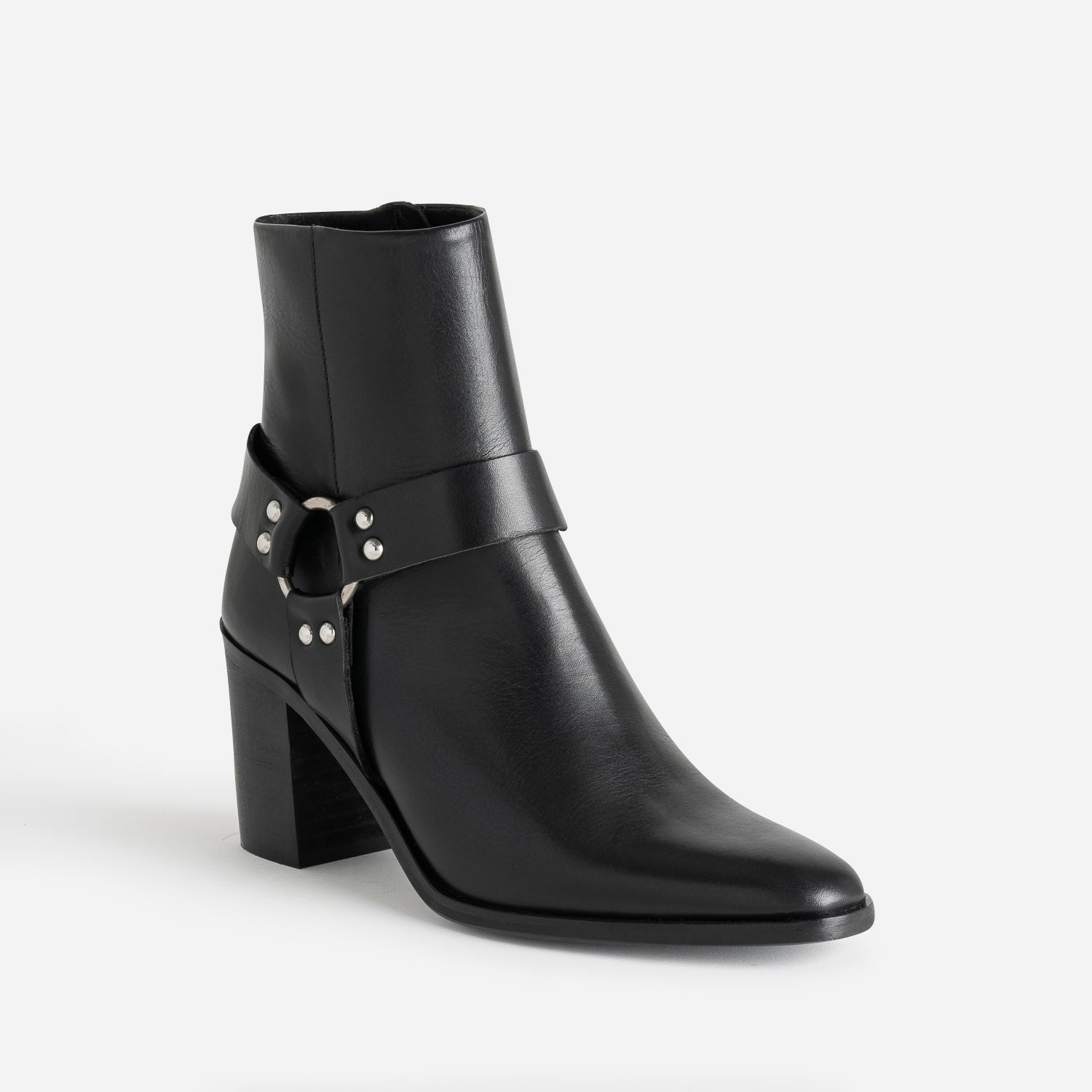Boots motard TEXTO à talon noir en cuir