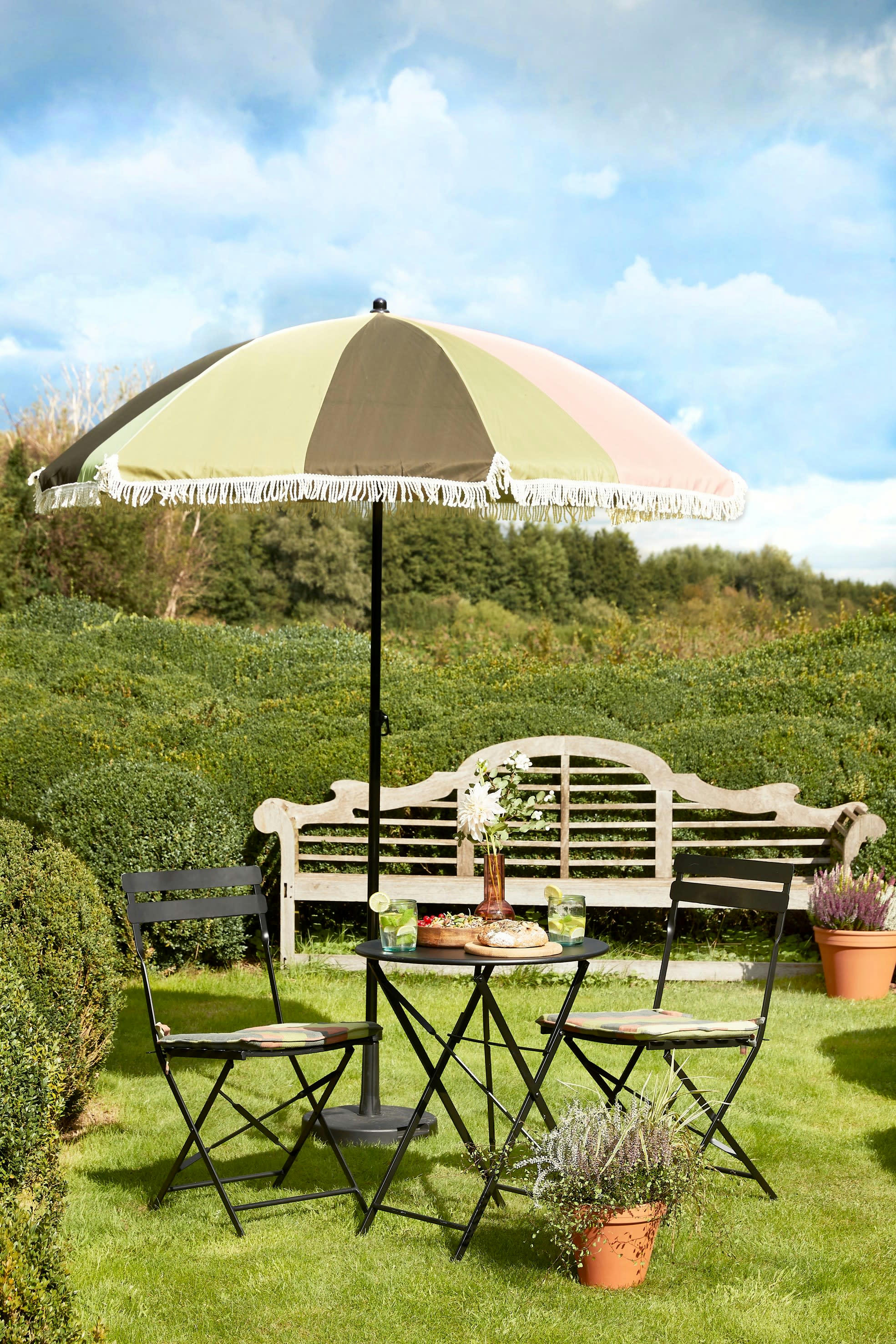 LAURENCE - Ensemble jardin bistro 3 pièces en metal noir