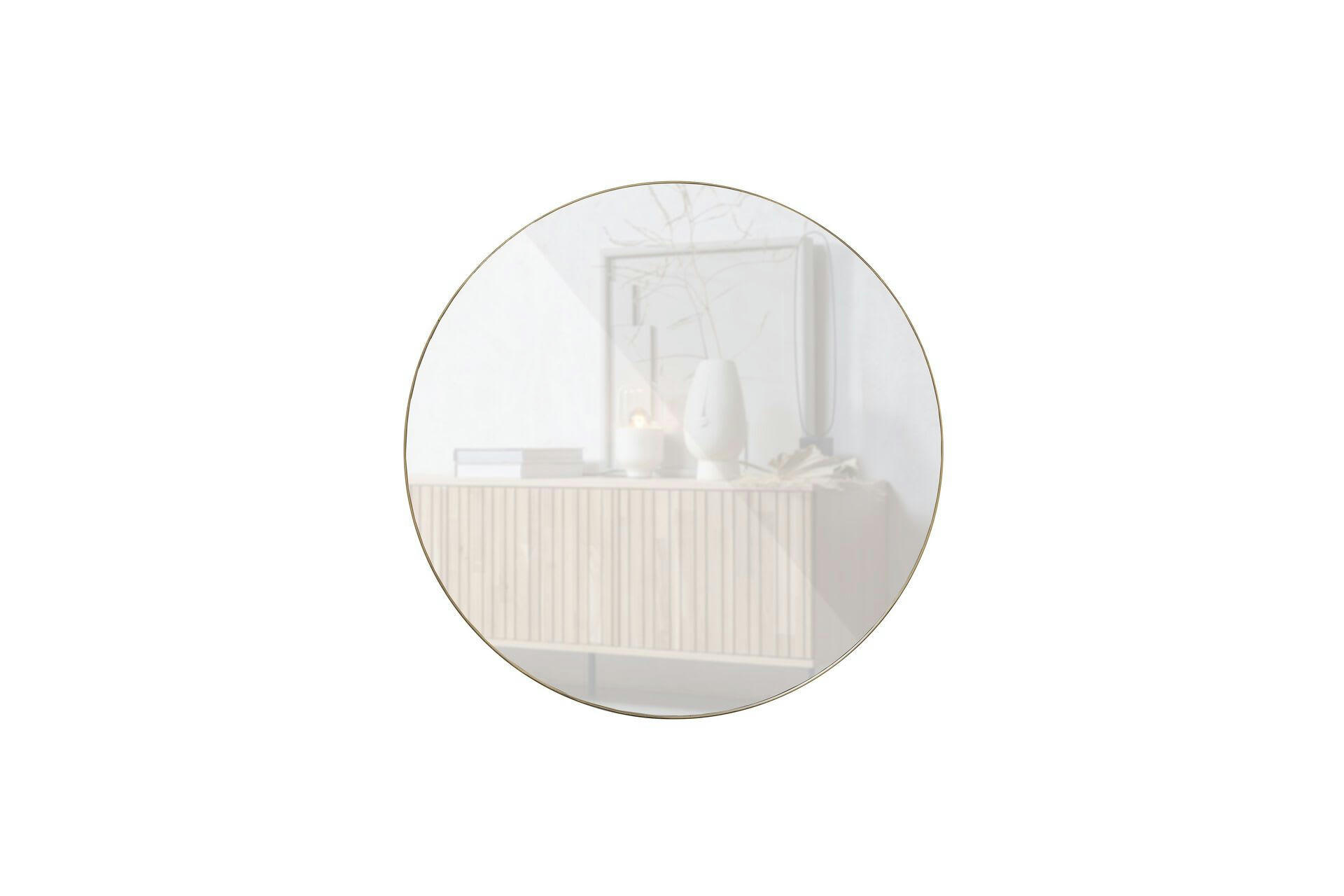 DOUTZEN - Miroir rond en métal doré D115