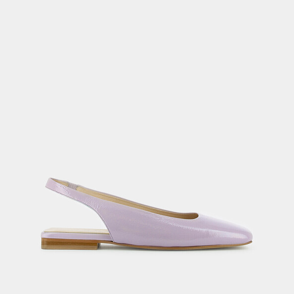Ballerines Slingback à bouts carrésen cuir verni lilas | DUCINO