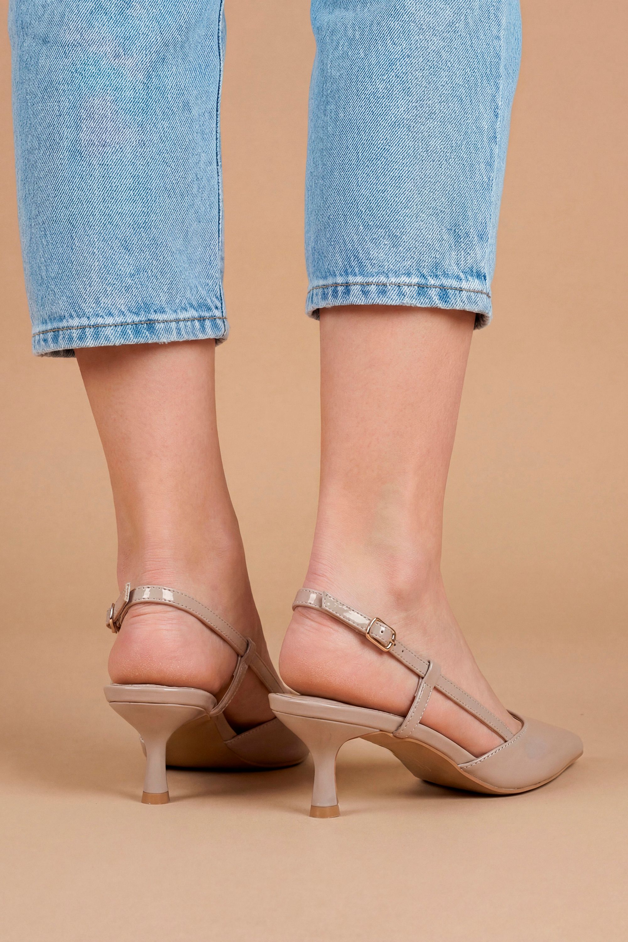 Dorothy Perkins Luneth Faux Leather Kitten Heel Slingback Court Shoes