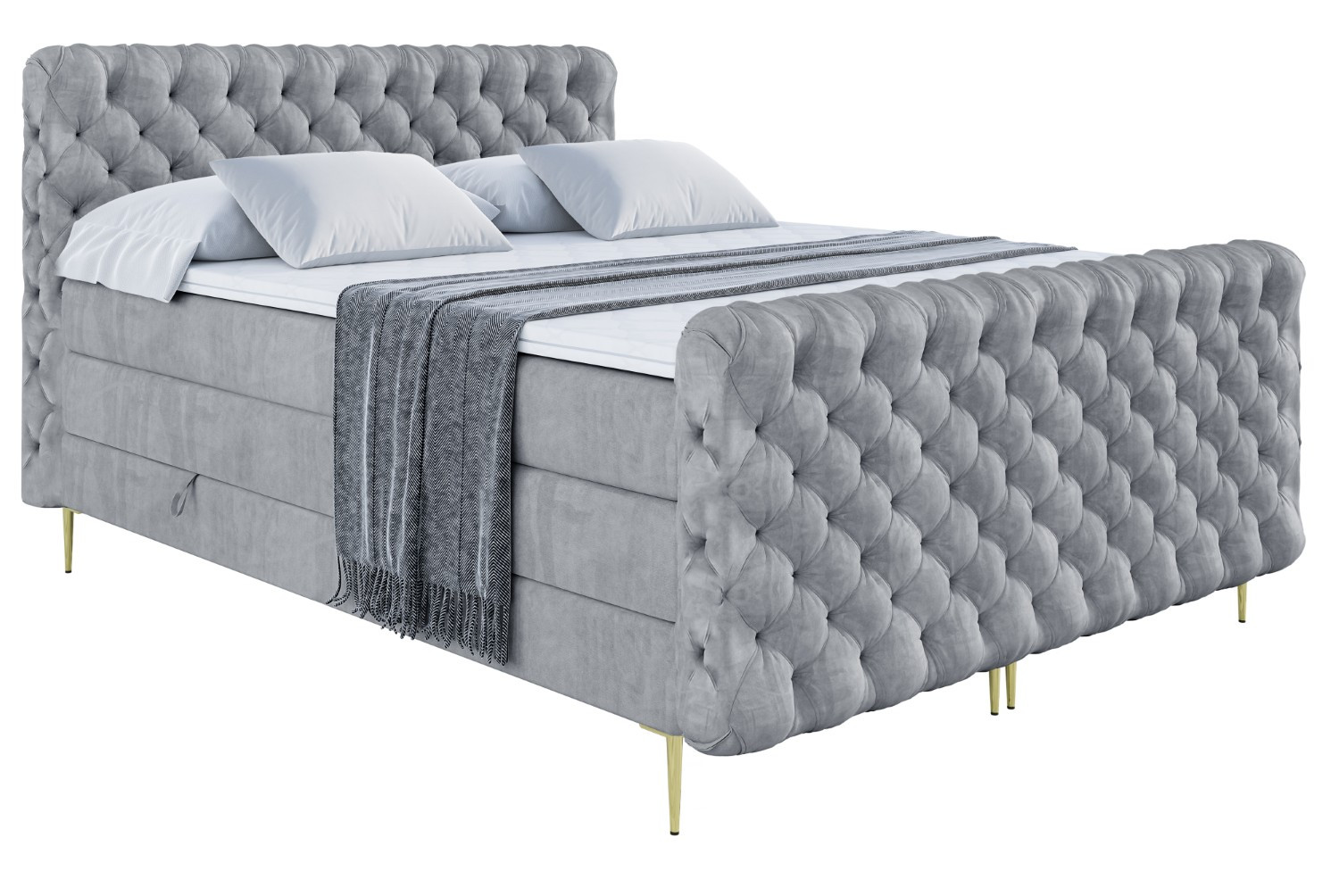 Łóżko kontynentalne - pojemnik, materac, nóżki BOXI8-FZ-Z KING 120x200 cm
