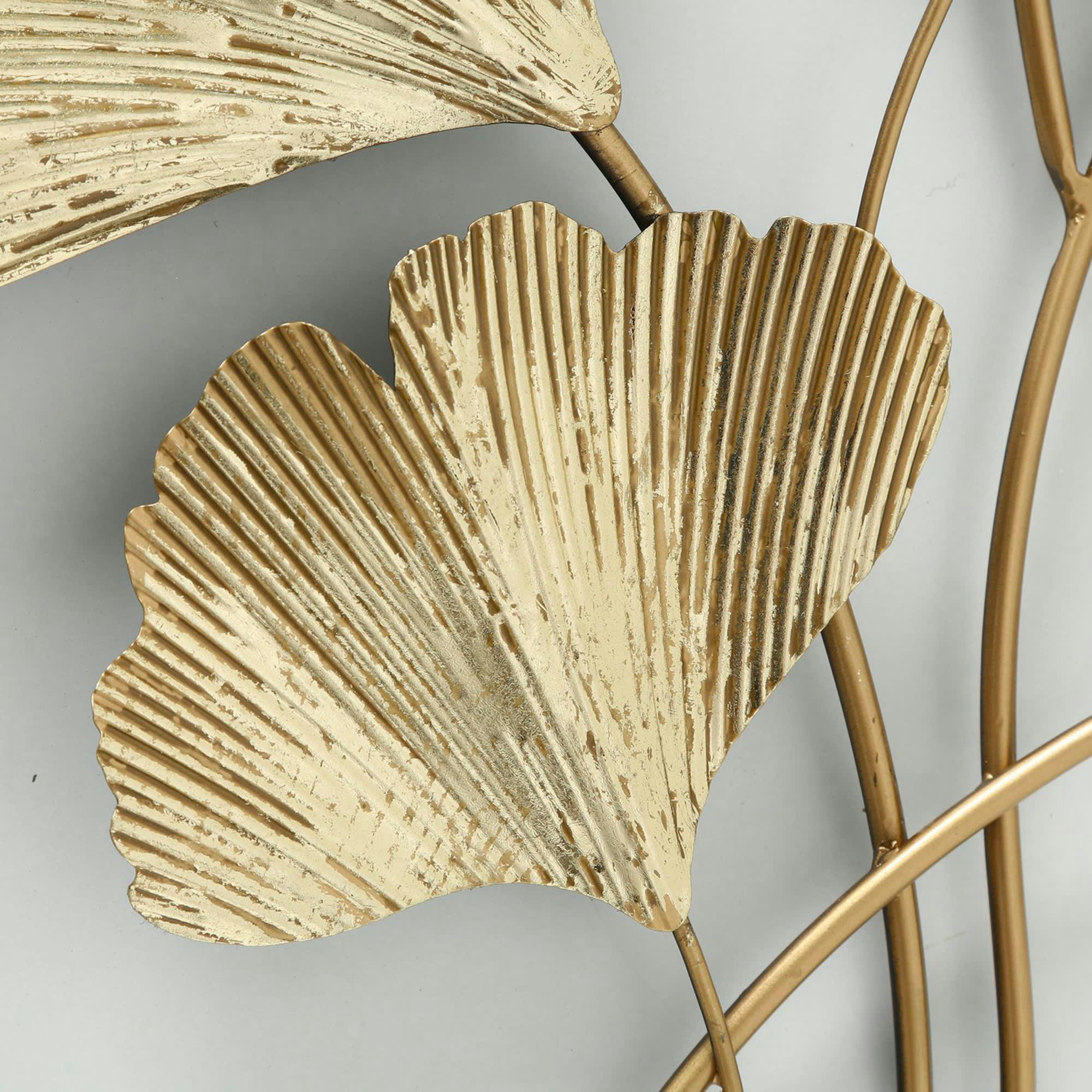 - Décoration murale en métal doré gingko 95x61x5cm