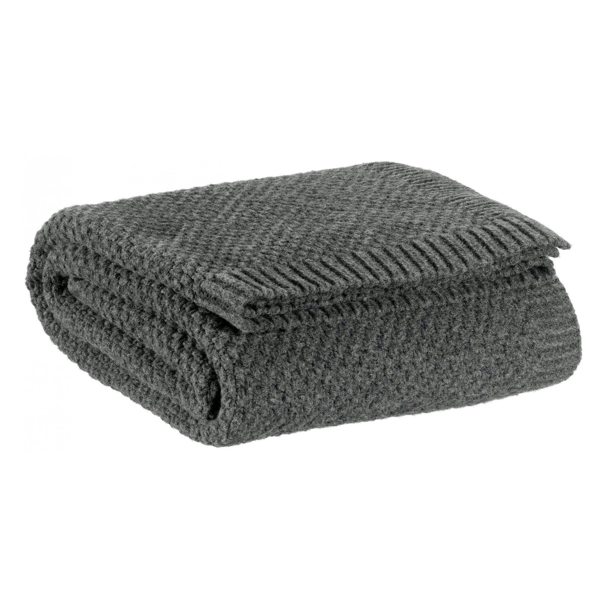 DANILO - Plaid tricot recyclé  en polyester recyclé carbone 130 x 160