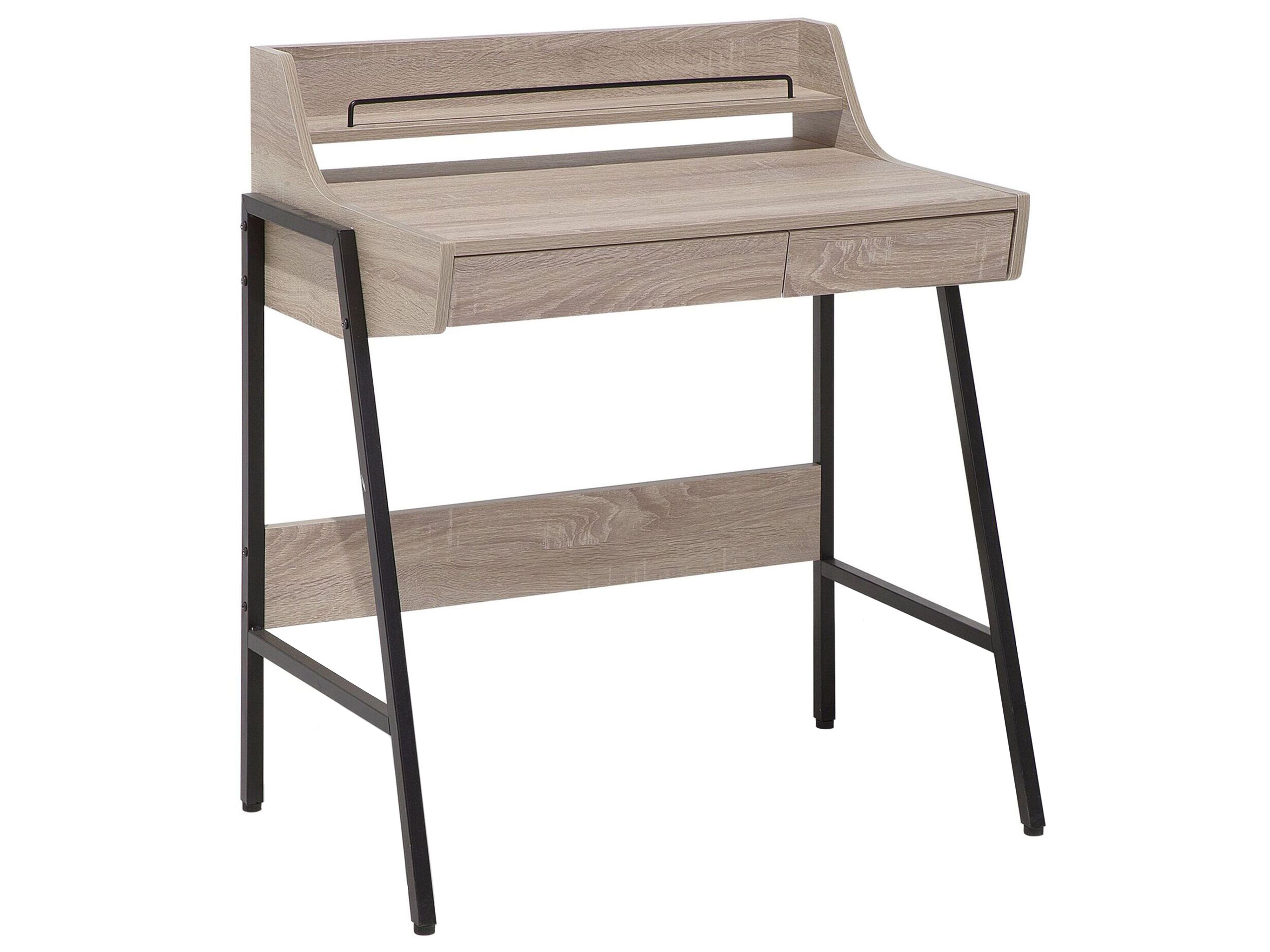 Home Office Desk BROXTON Light Brown 77 cm 46 cm with Drawers