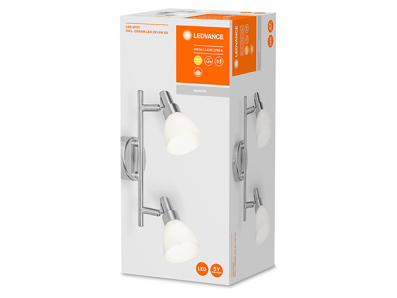 Spot LED 2-punktowy aluminiowy srebrny