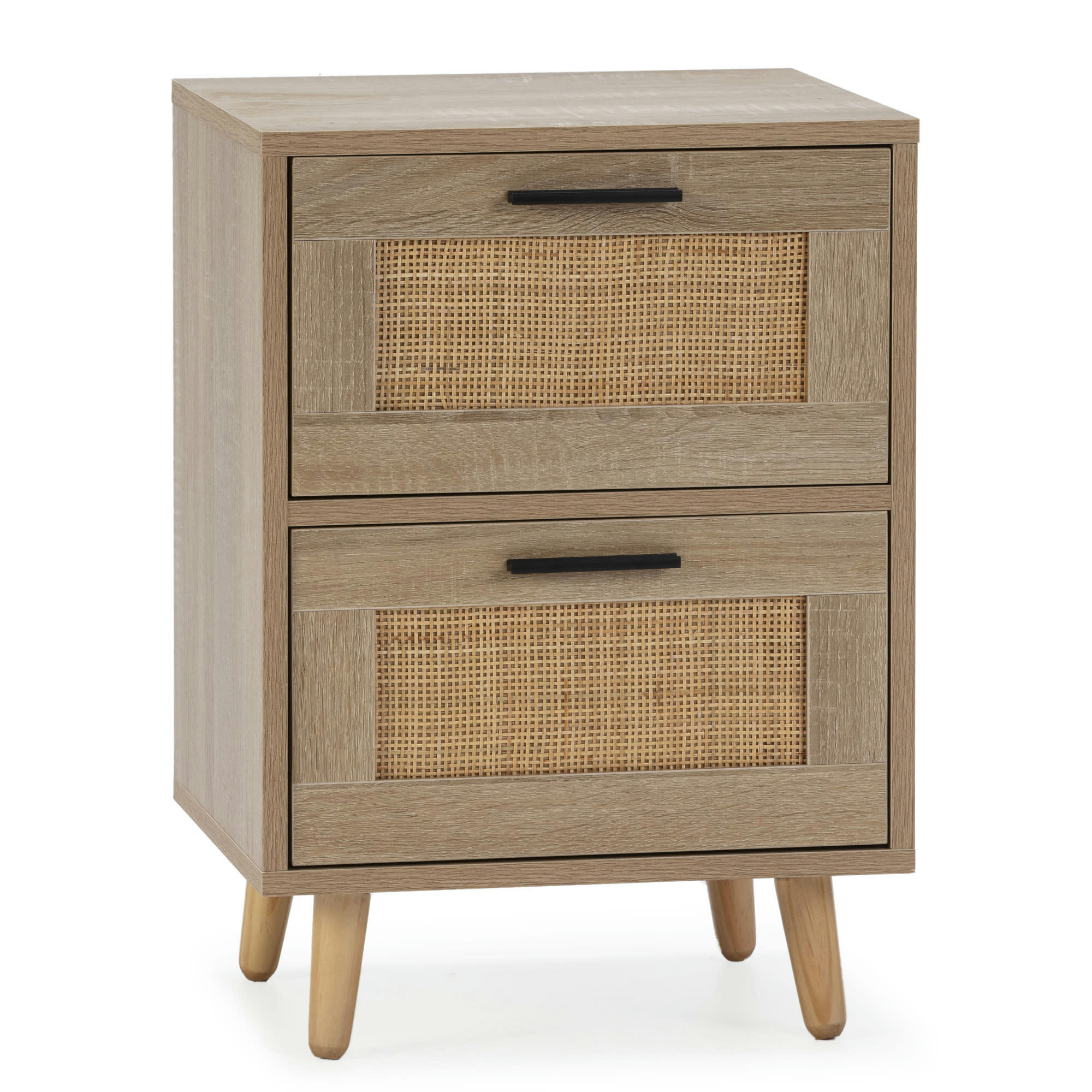 DALIA - Table de chevet de 2 tiroirs, couleur chêne