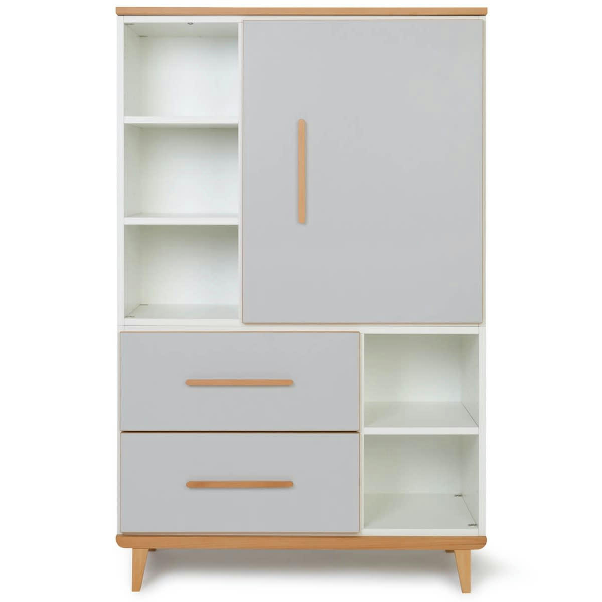 NADO - Armoire 147cm 1 porte 2 tiroirs manhattan gris