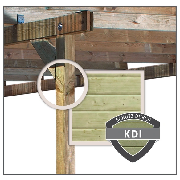 Doppelcarport »Classic 1 Variante A inkl. einem Einfahrtsbogen«, Außenmaß BxT: 563 x 394,5 cm, natur
