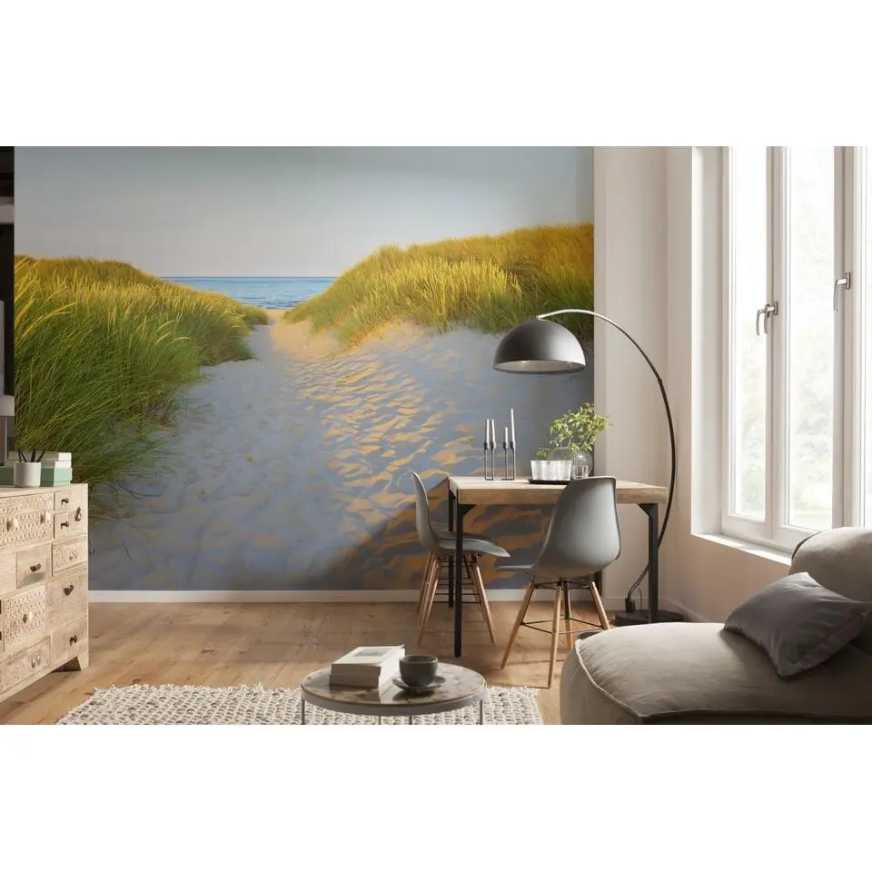 Sanders & Sanders fotobehang landschap groen, blauw en beige - 368 x 254 cm