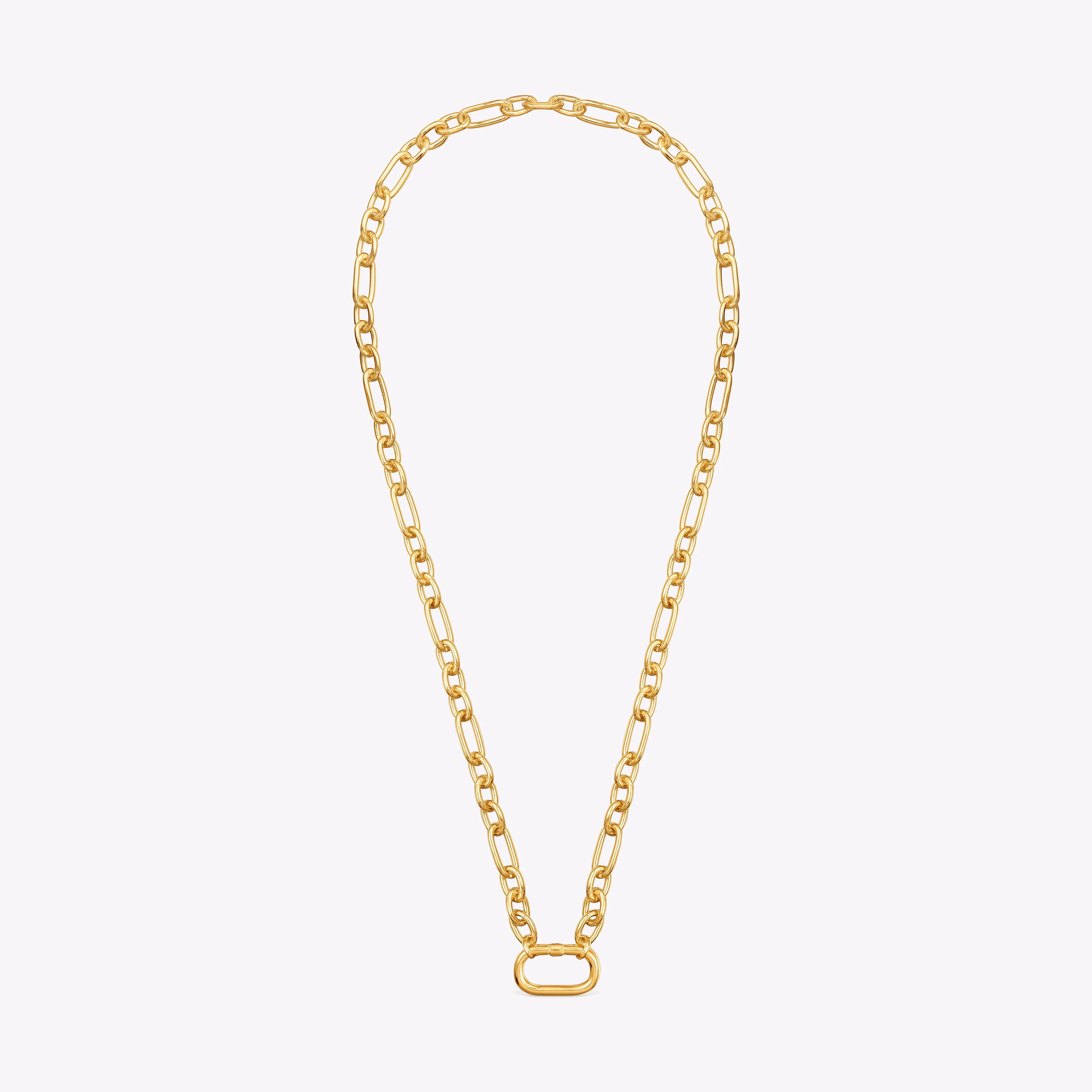 Collar corto con baño de oro 18 kt sobre plata y anilla Hold Oval